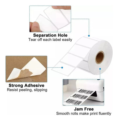 Rollo De Etiquetas Adhesivas 53mmx28mm Termica Directa X1000