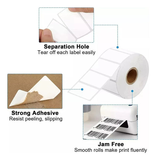 Rollo De Etiquetas Adhesivas 53mmx28mm Termica Directa X1000