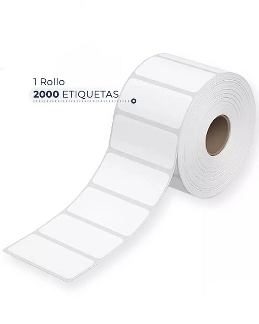 Rollo Etiquetas Adhesivas 50x25mm Impresoras Térmica Directa Blanco 2000 Etiquetas