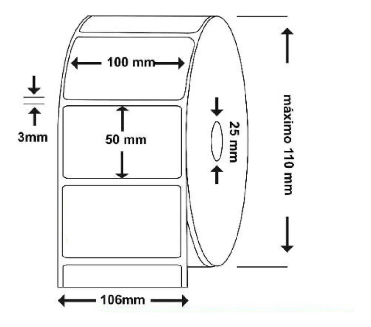 Etiqueta Adhesiva Térmica 100x50mm X1000