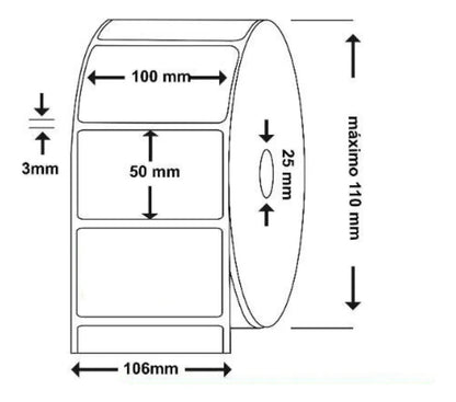 Etiqueta Adhesiva Térmica 100x50mm X1000